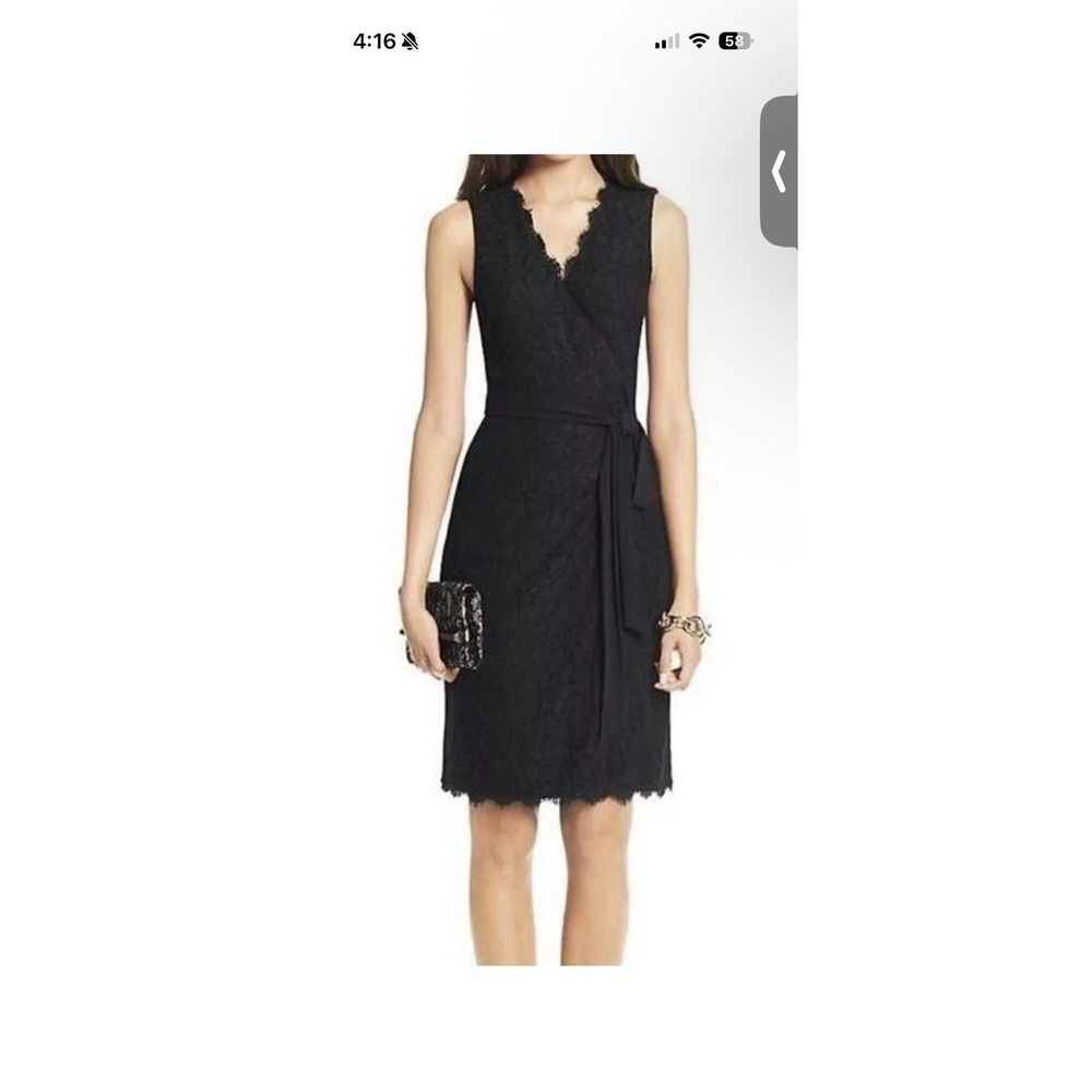 DIANE VON FURSTENBERG DVF Julianna, Black Lace Wrap Dress Size 4 (D210601D14)